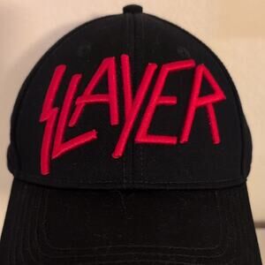 Slayer Red Black Embroidered Cap Adjustable Hook And Loop Hat One Size